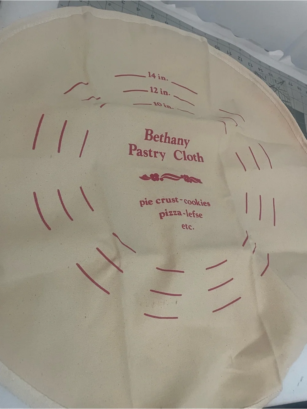 Cream Pastry Cloth with Pink Print, NEW